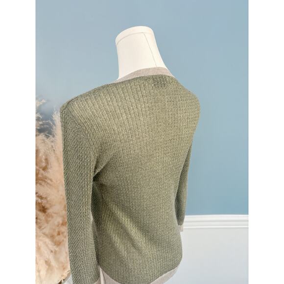 Zara Olive Green Italian Yarn Crewneck Sweater Size Medium Lightweight - Picture 7 of 9